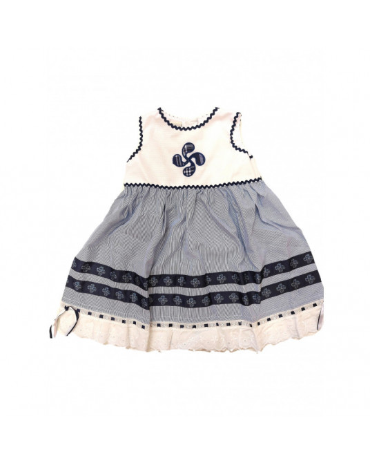 Vestido Arrantzale Lauburu rayas tirantes Bebe - Euskal Jantziak