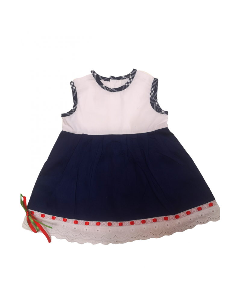 Vestido Arrantzale blanco y mahon tirantes Bebe - Euskal Jantziak