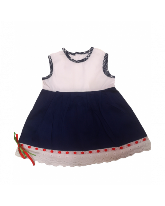 Vestido Arrantzale blanco y mahon tirantes Bebe - Euskal Jantziak