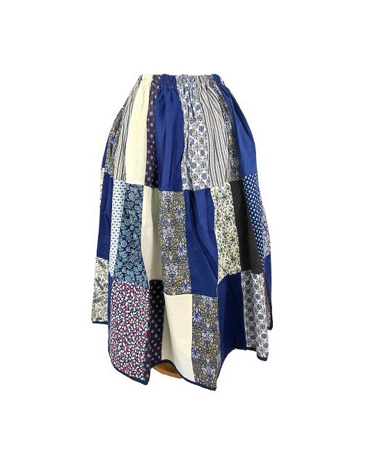Neskarako Etxeko Gona Urdina Patchwork - Jantzi Tradizionalak