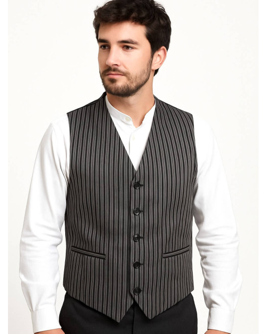 Chaleco Rayas gris hombre - Trajes Regionales Vascos