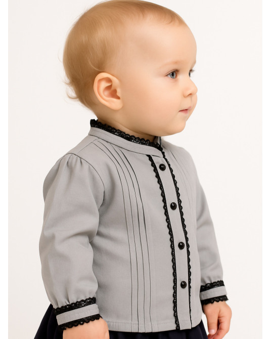 Blusa Hilandera Aldeana Gris Bebe - Camisa trajes tradicionales vascos