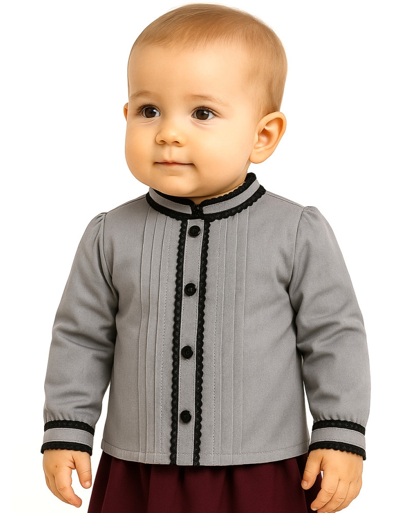 Blusa Hilandera Aldeana Gris Bebe - Camisa trajes regionales vascos Blusa Hilandera Aldeana Gris Bebe - Camisa trajes regionales vascos