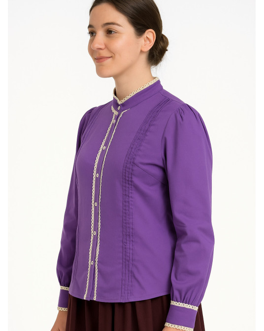 Blusa Hilandera Lila Mujer -  Camisa morada trajes regionales vascos