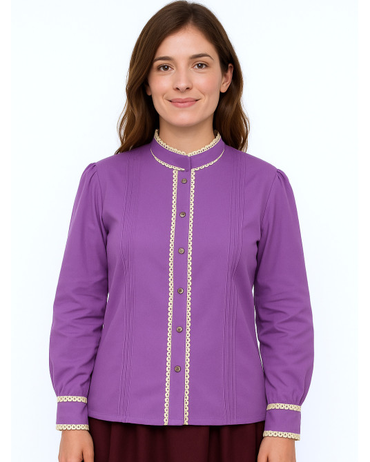 Blusa Hilandera Lila Mujer - Camisa morada trajes tradicionales vascos