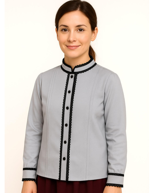 Emakumeentzako Argi Grisa Hilandera Blusa - Euskal Jantziak