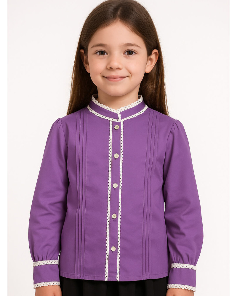 Blusa Hilandera Lila Niña -  Camisa trajes tradicionales vascos infantil