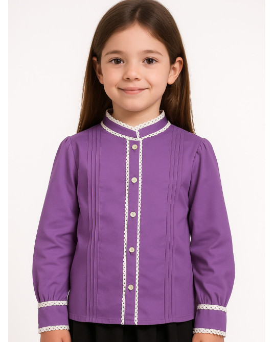 Blusa Hilandera Lila Niña -  Camisa trajes tradicionales vascos infantil