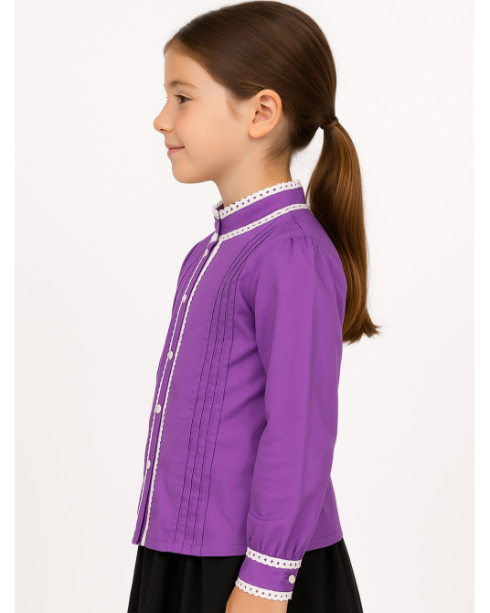 Blusa casera morada Niña -  Camisa trajes regionales vascos infantil