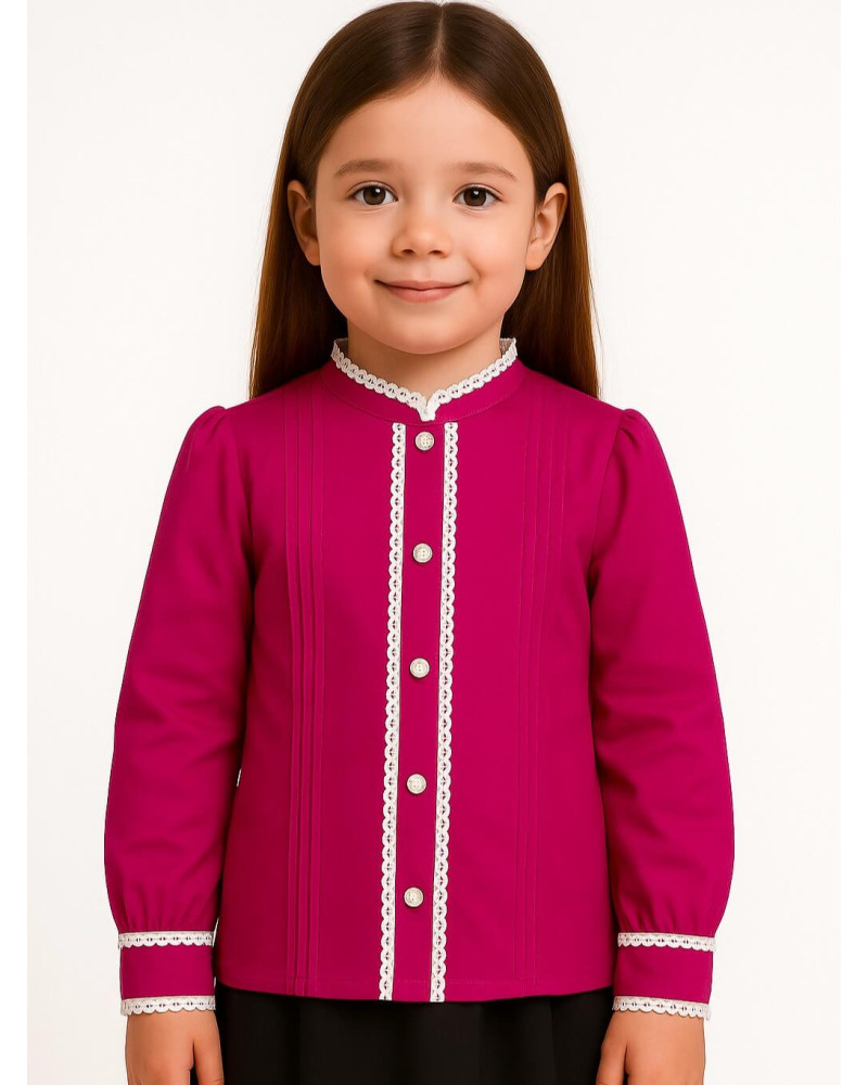 Blusa Hilandera Rosa Niña - Neska Euskal Jantziak