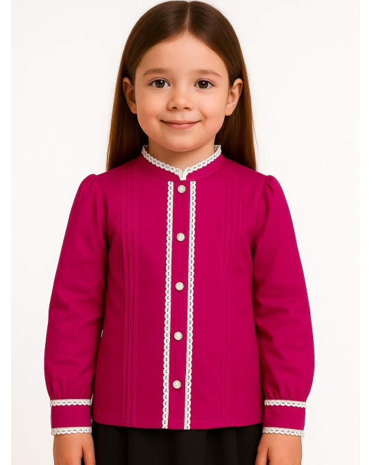 Blusa Hilandera Rosa Niña - Neska Euskal Jantziak