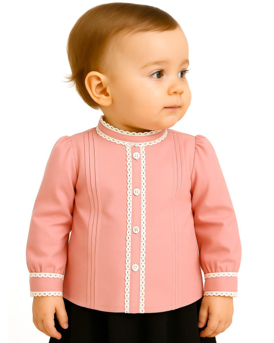 Blusa Aldeana Rosa Claro bebe - Camisa Trajes Vascos - Euskal Jantziak