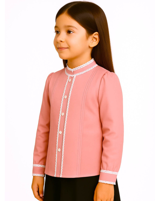 Blusa Aldeana Rosa niña - Camisa Trajes Vascos - Euskal Jantziak