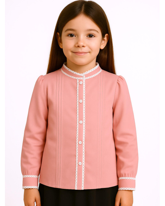 Blusa Casera Rosa niña - Camisa Trajes Vascos - Euskal Jantziak