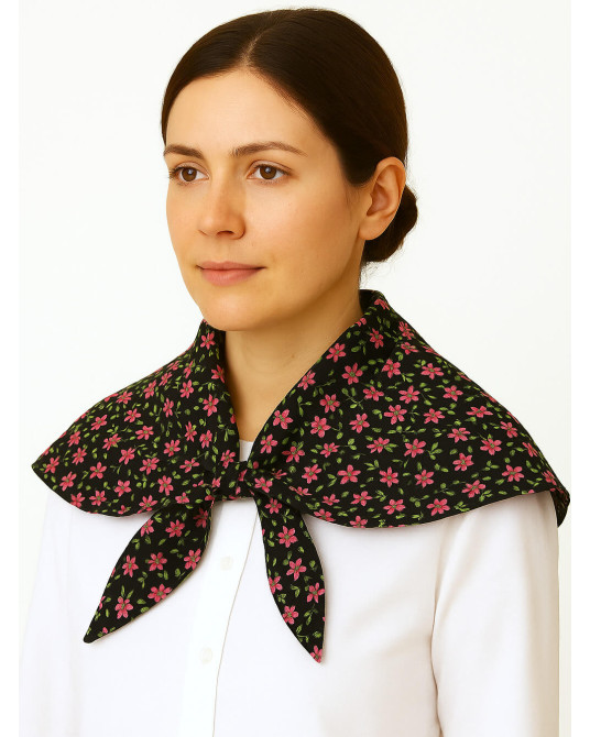 Pañuelo aldeana Flores Rosas - Pañuelos Trajes Regionales vascos