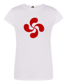 Emakumeentzako Lauburu Gorri Kamiseta Zuria - Euskal Jantzi Tradizionalak