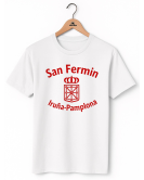 San Fermin Eskudo Zuri Kamiseta Gizonentzako - Jantzi Tradizionalak
