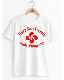 San Fermin Lauburu Kamiseta Zuria Gizonezkoentzat - Jantzi Tradizionalak