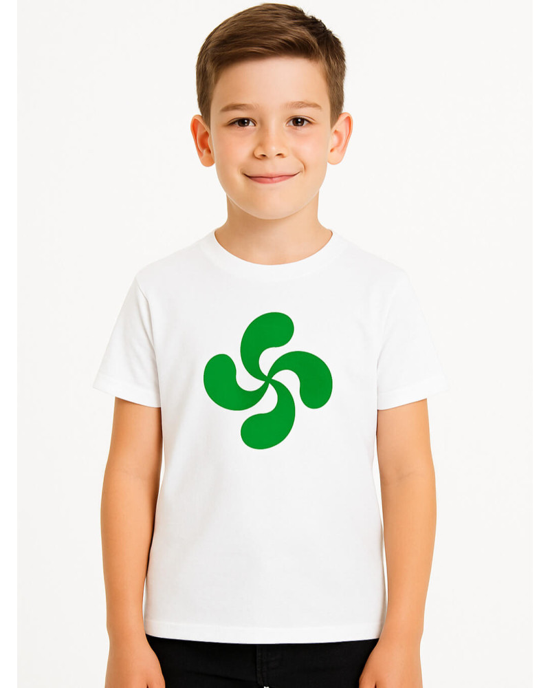 Camiseta Lauburu Verde Blanca Infantil - Trajes Regionales Camiseta Lauburu Verde Blanca Infantil - Trajes Regionales