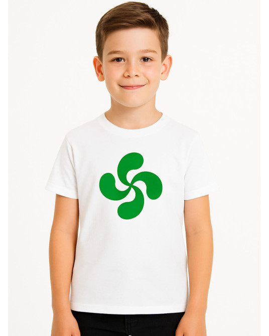 Camiseta Lauburu Verde Blanca Infantil - Trajes Regionales