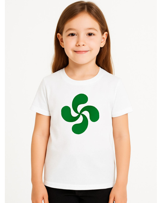 Camiseta Lauburu Verde Blanca Infantil - Euskal Jantziak