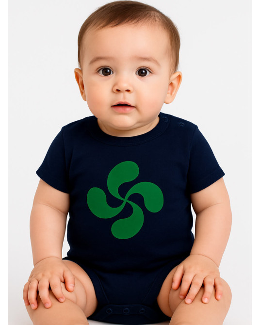 Body Lauburu Verde Bebe Azul - Euskal Jantziak