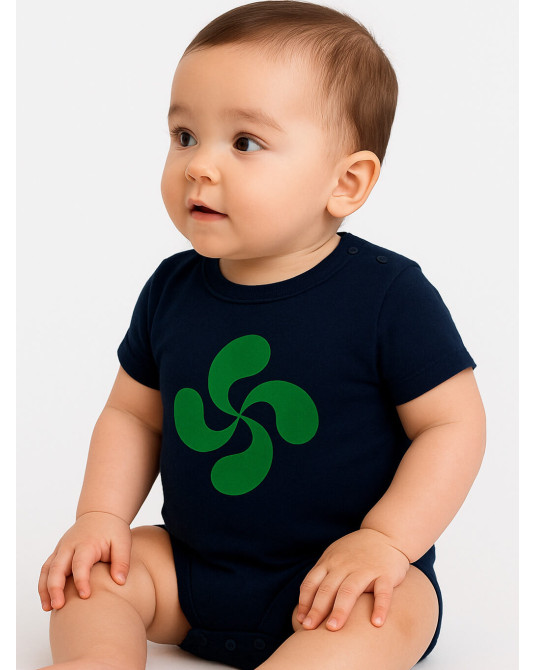 Body Lauburu Verde Bebe Azul - Euskal Jantziak
