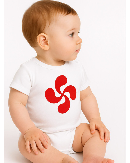 Gorri Lauburu Bebe Body Zuria - Euskal Jantzi Tradizionalak