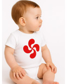 Gorri Lauburu Bebe Body Zuria - Euskal Jantzi Tradizionalak