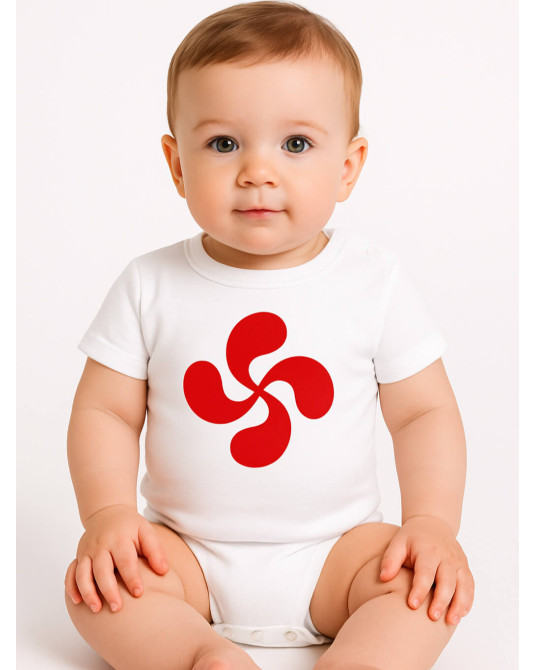 Gorri Lauburu Bebe Body Zuria - Euskal Jantzi Tradizionalak