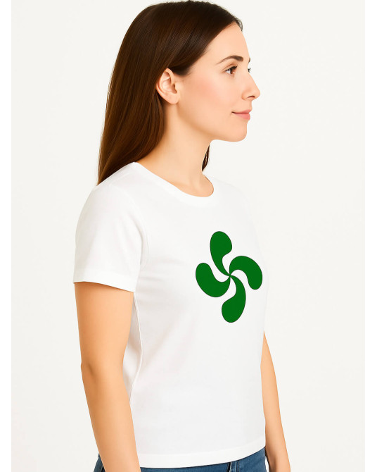 Camiseta Lauburu Verde Blanca Mujer - Euskal jantziak