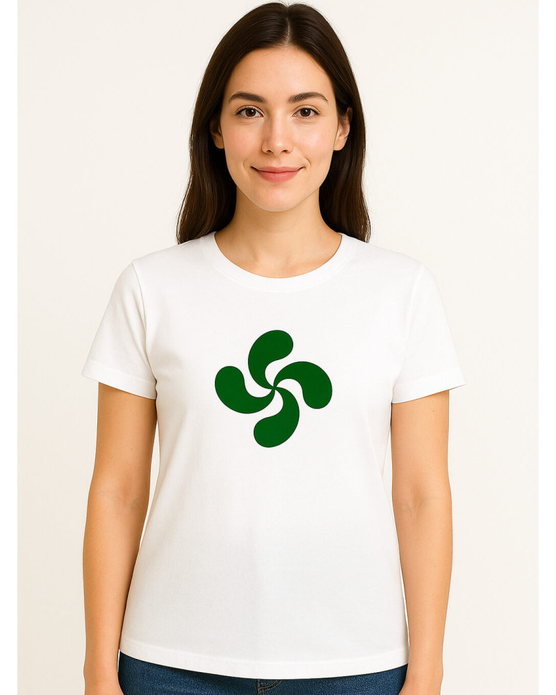 Camiseta Lauburu Verde Blanca Mujer - Trajes Regionales Camiseta Lauburu Verde Blanca Mujer - Trajes Regionales