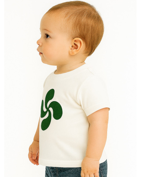 Camiseta Lauburu Verde Blanca Bebe - Trajes tradicionales Vascos