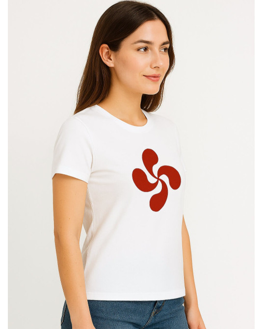 Camiseta Lauburu Rojo Blanca Mujer - euskal jantziak