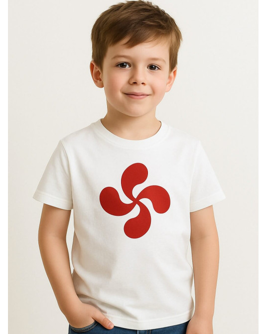 Camiseta Lauburu Rojo Blanca niño - Trajes Regionales vascos