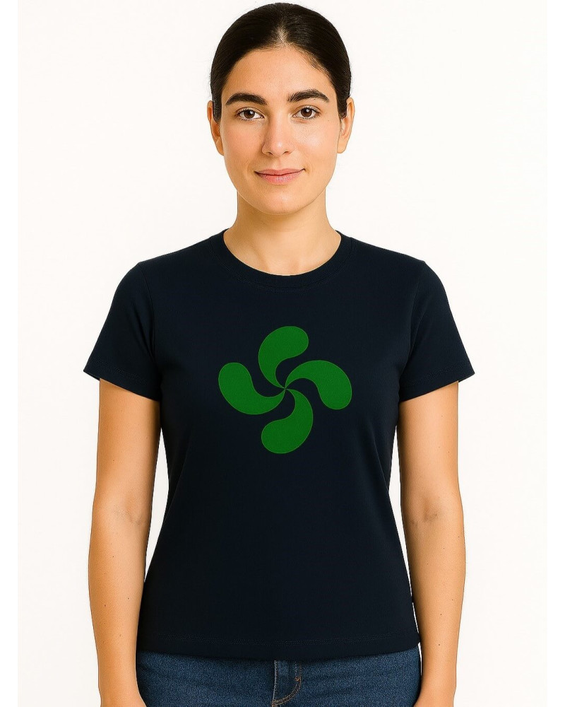 Camiseta Lauburu Verde Azul Mujer - Trajes Regionales vascos Camiseta Lauburu Verde Azul Mujer - Trajes Regionales vascos