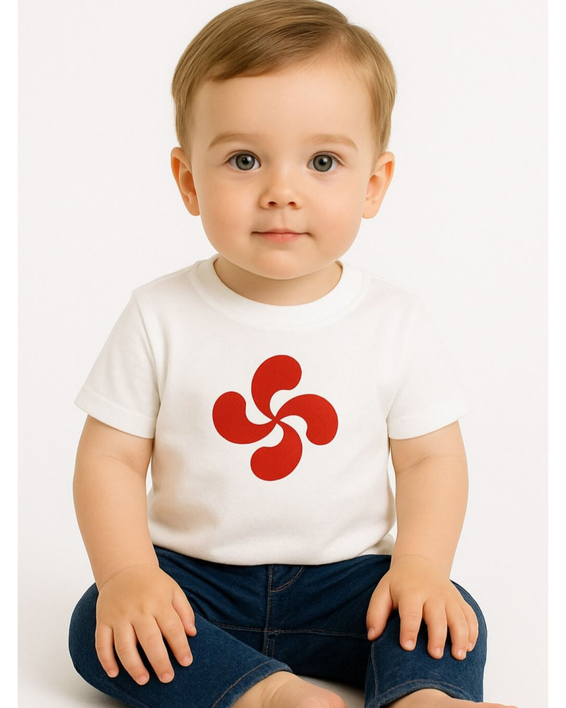 Camiseta Lauburu Rojo Blanca Bebe - Trajes Regionales Vascos Camiseta Lauburu Rojo Blanca Bebe - Trajes Regionales Vascos