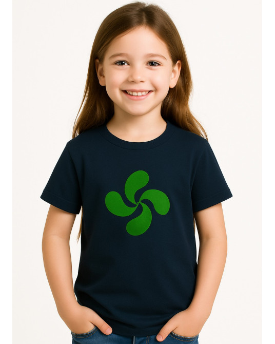 Camiseta Lauburu Verde Azul Niña - Trajes Regionales Vascos