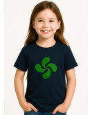 Camiseta Lauburu Verde Azul Niña - Trajes Regionales Vascos