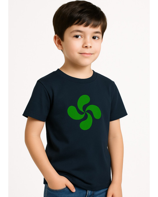 Camiseta Lauburu Verde Azul Niño - Trajes Regionales Vascos