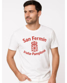 San Fermin Eskudo Zuri Kamiseta Gizonentzako - Jantzi Tradizionalak