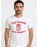 San Fermin Eskudo Zuri Kamiseta Gizonentzako - Jantzi Tradizionalak