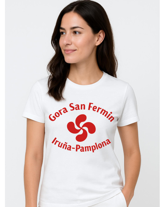 San Fermin Lauburu Kamiseta Zuria Emakumea - Jantzi Tradizionalak