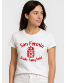 Camiseta San Fermin Pamplona Blanca Mujer - Ropa Sanfermines
