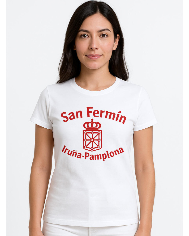 Camiseta San Fermin Pamplona Blanca Mujer - Ropa Sanfermines Camiseta San Fermin Pamplona Blanca Mujer - Ropa Sanfermines