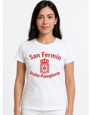 Camiseta San Fermin Pamplona Blanca Mujer - Ropa Sanfermines