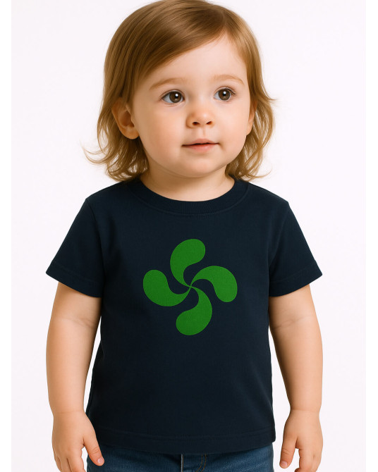 Camiseta Lauburu Verde Azul Bebe - arrantzale euskal jantziak