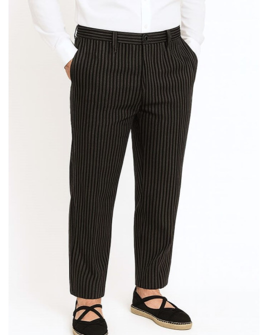 Pantalon Aldeano Rayas Gris Negro Adulto - Pantalones Baserritarra - Trajes Vascos