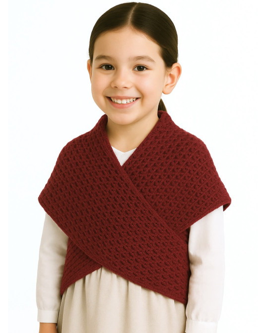 Toquilla de Lana Aldeana Niña Granate - Trajes Tradicionales Vascos