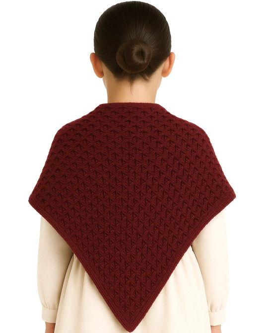 Toquilla de Lana Aldeana Niña Granate - Trajes Regionales Vascos